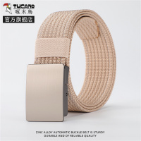 啄木鸟帆布腰带男弹力自动扣腰带户外休闲夏季皮带弹力军训裤带潮