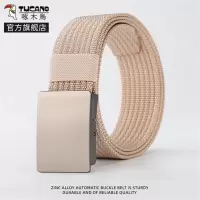 啄木鸟帆布腰带男弹力自动扣腰带户外休闲夏季皮带弹力军训裤带潮