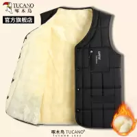 啄木鸟2025冬季新款男士加绒加厚马甲中老年爸爸装外套保暖背心C