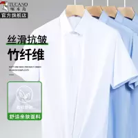 啄木鸟[竹纤维]白色衬衫短袖男士夏季正装商务免烫工装长袖衬衣