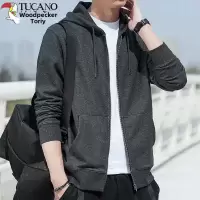 啄木鸟运动衫男子高棉线宽松大尺寸开衫春秋季新运动休闲连帽夹克新潮