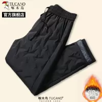 啄木鸟冬季男士新款松紧腰保暖羽绒裤中年防风保暖爸爸装休闲裤C