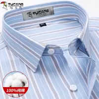 啄木鸟纯棉内搭条纹衬衫男长袖2025春中年男士商务正装全棉寸衬衫