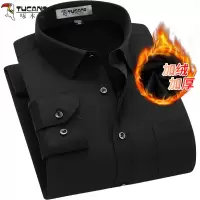 啄木鸟衬衫男保暖黑色加绒加厚长袖男士青中年冬季正装加大码衬衣