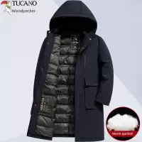 啄木鸟长款棉衣中年冬装外套男爸爸加厚棉袄子中老年2025新款衣服