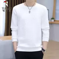啄木鸟长袖t恤男士卫衣2025年春季新款潮流休闲白色圆领打底衫男