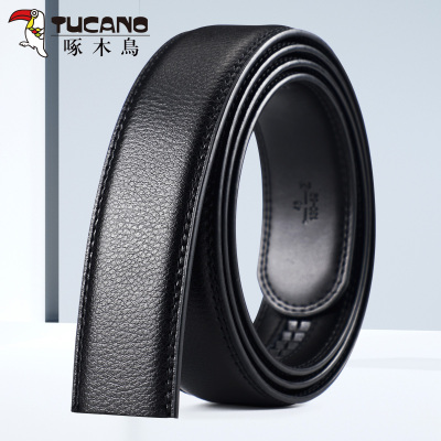 啄木鸟新款男士皮带条不带头真皮带身无头自动扣纯牛皮裤腰带新款