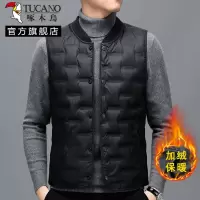 啄木鸟羽绒马甲男2024冬季新款加厚保暖坎肩爸爸内穿背心加绒内胆