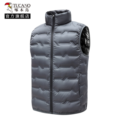啄木鸟羽绒马甲男2024冬新款轻薄背心保暖坎肩外穿立领石墨烯内胆