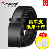 啄木鸟皮带男士真皮自动扣腰带韩版时尚休闲中青年商务纯牛皮裤带