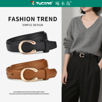 啄木鸟皮带女士2025新款真皮装饰时尚简约高级感牛皮配牛仔裤腰带