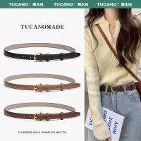 啄木鸟皮带女士2025新款真皮装饰连衣裙细腰带牛皮高级感配牛仔裤