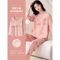 啄木鸟带胸垫纯棉睡衣女款春秋季长袖休闲可外穿女士居家居服套装