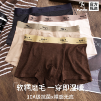 啄木鸟高端磨毛男士内裤男款秋冬四角短裤头舒适抗菌保暖平角短裤