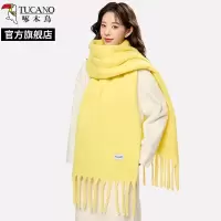 啄木鸟2025新款黄色围巾女秋冬季加长加厚韩版高级感纯色保暖围脖
