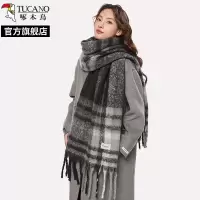 啄木鸟2025春新款围巾女加厚保暖情侣学生百搭黑白格子披肩围脖男