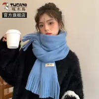 啄木鸟围巾女冬季韩版百搭纯色围脖女学生可爱加厚保暖高级感秋冬