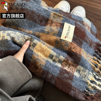 啄木鸟2025新款复古格子围巾女冬季氛围感保暖加厚护颈围脖男学生