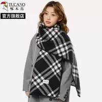 啄木鸟2025年新款氛围感黑白双面围巾女冬季高级感格子保暖披肩男