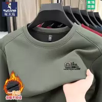 啄木鸟长袖T恤男士套头圆领厚棉T2025新款加绒加厚保暖打底衫上衣