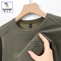 啄木鸟卫衣男加绒加厚2024新款春秋纯棉男长袖t恤圆领打底衫上衣