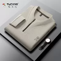 啄木鸟男士长袖T恤春秋季新款半拉链立领中年商务卫衣休闲打底衫