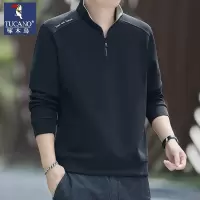 啄木鸟卫衣男2025春秋季新款男士半开领长袖T恤秋冬加绒打底上衣