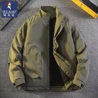 啄木鸟潮流男士2024新款立领保暖纯色潮流宽松休闲工装外套棉衣男