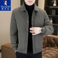 啄木鸟冬季棉衣男士翻领休闲高级感时尚格子棉袄冬装保暖棉服外套