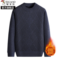 啄木鸟加绒加厚毛衣男士秋冬季中年爸爸装打底衫冬季圆领保暖衣K