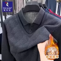 啄木鸟爸爸冬装假两件毛衣男士冬季加绒加厚中老年针织保暖羊毛衫