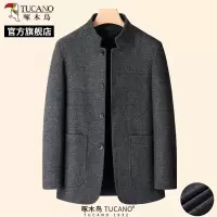 啄木鸟春季新款毛呢大衣爸爸立领中山装婚宴外套中年男士夹克衫C