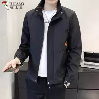 啄木鸟长袖夹克男士春季2025新款潮流宽松立领休闲男款潮牌外套