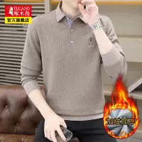 啄木鸟Polo衫男士长袖T恤2024新款冬季翻领加绒加厚保暖打底卫衣