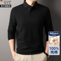 啄木鸟纯棉长袖polo衫男士春秋中年爸爸装商务休闲T恤内搭打底衫
