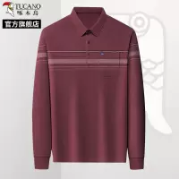 啄木鸟男士真口袋翻领上衣2025春季新款长袖t恤中年爸爸装POLO衫C
