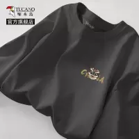 啄木鸟纯棉长袖t恤男早春2025新款国潮印花体恤衫男士宽松打底衫Y