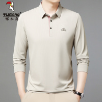 啄木鸟长袖t恤男士春季宽松无痕翻领polo衫商务休闲打底上衣男款