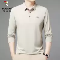 啄木鸟长袖t恤男士春季宽松无痕翻领polo衫商务休闲打底上衣男款