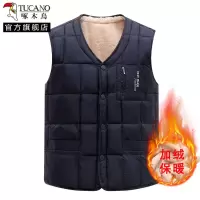 啄木鸟加绒加厚羽绒棉马甲男2024冬季中老年保暖大码背心爸爸内穿