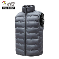 啄木鸟羽绒马甲男2024冬新款轻薄背心保暖坎肩外穿立领石墨烯内胆