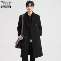 啄木鸟毛呢大衣男中长款2025冬季新款风衣加厚羊毛双排扣呢子外套