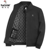 啄木鸟秋冬2024新款男士外套中老年人爸爸春装毛呢子厚款立领夹克