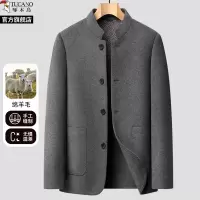 啄木鸟毛呢外套男2025冬季新款中山装羊毛大衣中老年爸爸呢子夹克