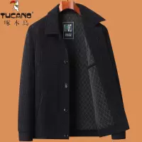 啄木鸟爸爸秋装中年毛呢夹克男士外套春秋季中老年呢子上衣50岁60