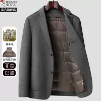 啄木鸟男士羊毛西服冬季加厚羽绒内胆保暖休闲西装双面毛呢子外套