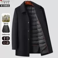 啄木鸟羊毛大衣男中长款2025冬季新款中老年爸爸呢子加厚毛呢外套