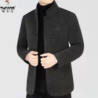啄木鸟高端毛呢大衣男士秋冬季中年加厚外套休闲短款立领呢子夹克
