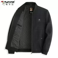 啄木鸟2025春秋季新款中年男士毛呢子夹克厚款中老年人爸爸装外套