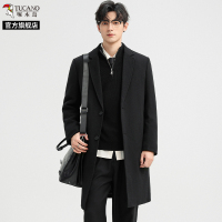 啄木鸟毛呢大衣男中长款2025冬季新款高级感羊毛加棉加厚呢子外套